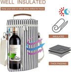 ZORMY 2 Bottle Wine Tote Carrier, Dark Blue, 750 mL Capacity, Polyester Material - Image 2