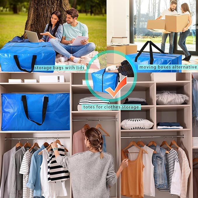 6 Pack Heavy Duty Extra Large Moving Bags Storage Tote - Image 6