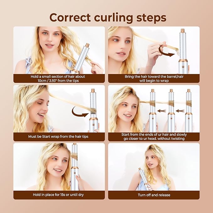 5 in 1 Blow Dryer Brush, Upgrade Hair Dryer Brush Air Curler Air Curling Wrap Styler, Detachable Hot Air Brush Negative Ion Curling Brush Iron, Hair Styling Tools for Drying Curling Straightening