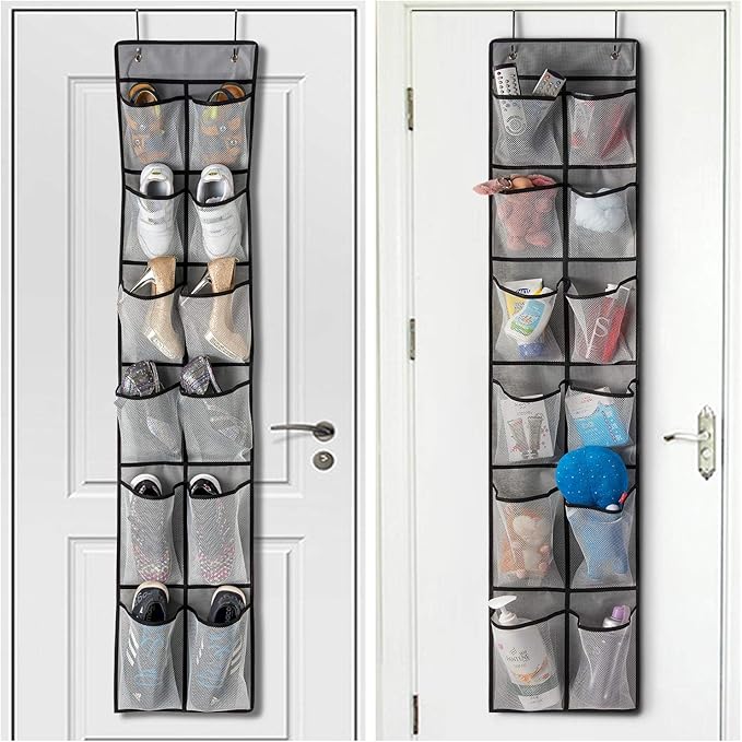 KEEPJOY Over The Door Shoe Organizer 2 Pack, Mesh Pockets Hanging Shoe Rack - Image 4