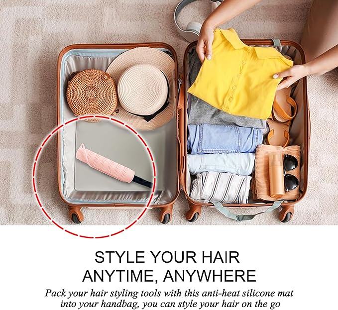 12" X 9" Large Heat Resistant Silicone Mat for Hair Styling Tools, Curling Iron Mat, Flat Iron Holder, Hair Straightener Pad, Makeup Mat, Hot Tools Mat for Travel Vanity Salon - Blush Pink