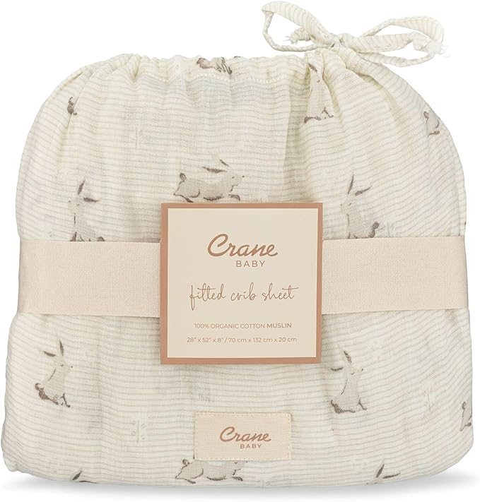 Crane Baby 100% Organic Cotton Gender Neutral Animal Nursery Bedding, Fitted - Image 7