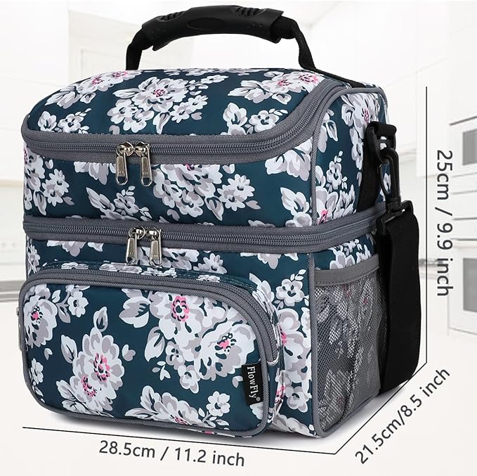 FlowFly Double Layer Cooler Insulated Lunch Bag Adult Lunch Box Large Tote Bag - Image 4