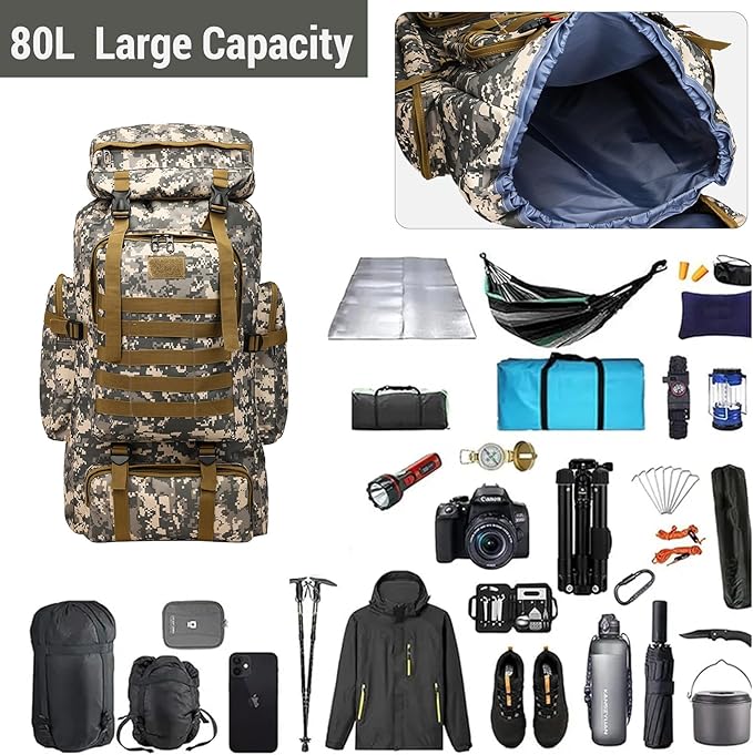 80L 2Pcs Hiking Backpack for Men - Image 3
