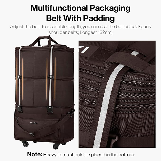 mixi Travel Bag with Wheels Expandable Foldable Luggage Bag Collapsible Rolling - Image 3