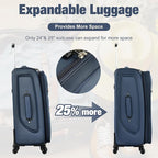 Merax Softside Luggage Set Softshell Lightweight 3 Piece Spinner Suitcase - Image 5
