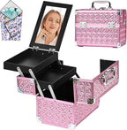 Makeup Case Organizer, Makeup Train Case, Trays Cosmetic Box Portable, by Unknown