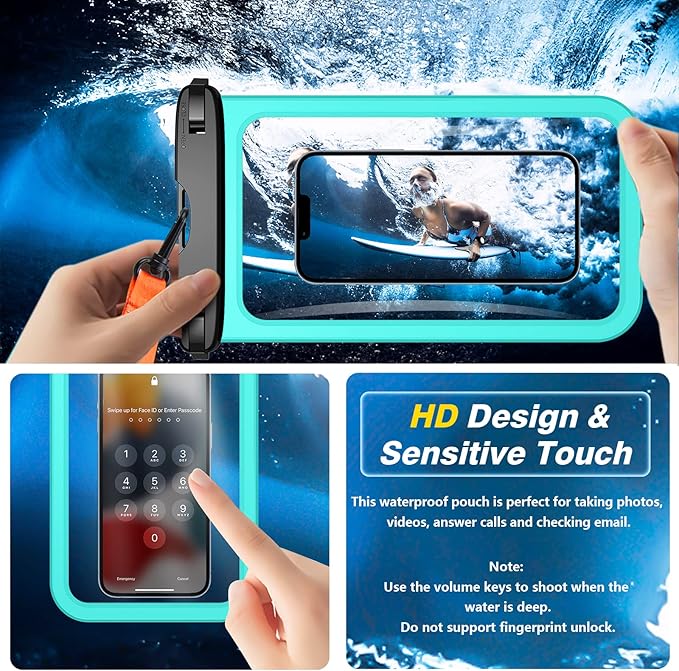Temdan 2 Pcs Waterproof Phone Pouch, Universal IPX8 Waterproof Cell Phone Case - Image 4