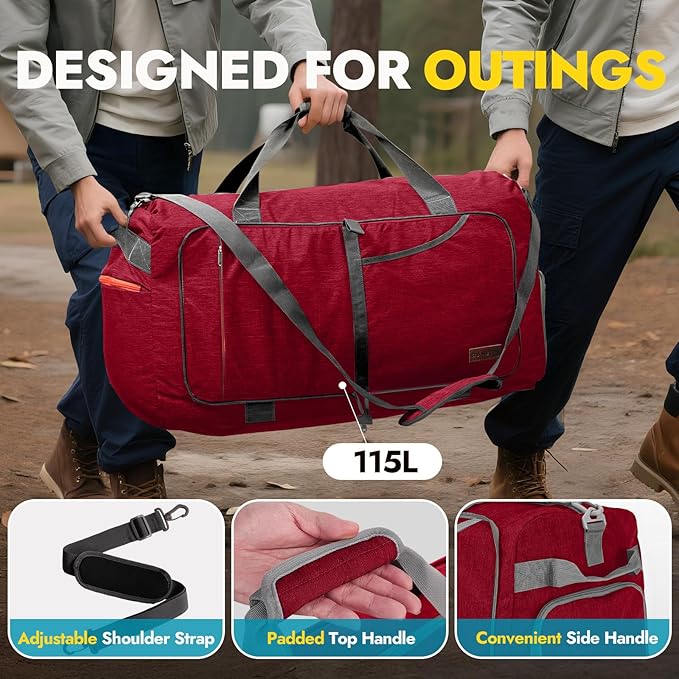 Canway 115L Travel Duffel Bag, Foldable Weekender Bag - Image 6