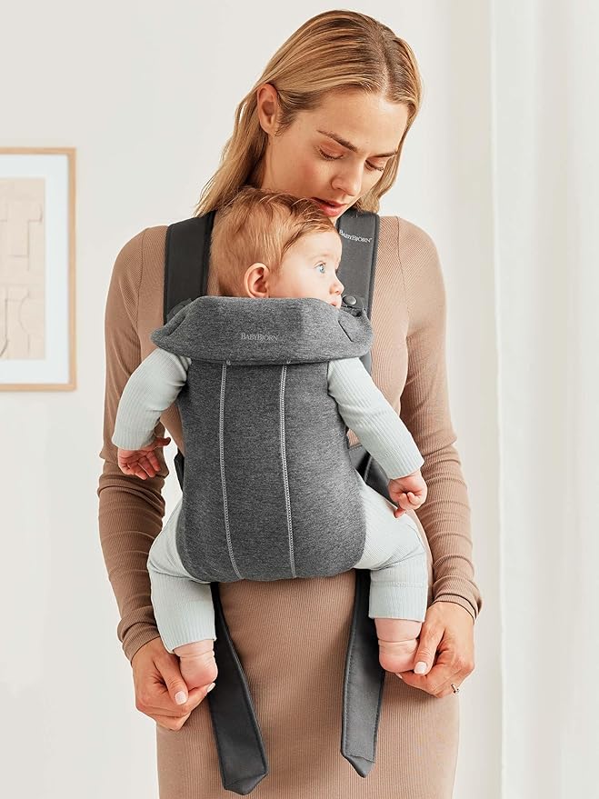 BabyBjörn Baby Carrier Mini, Dark Gray, 3D Jersey Infant Carrier, Easy-to-Use - Image 2