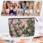 Cosmetic Bags Travel Makeup Toilet Case Waterproof Pouch for Women Girls 6.7X9.45inches - Lovely Pink - Bloom Tapestry