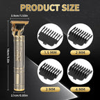 Professional Hair Clipper for Men - Rechargeable Cordless T-Blade Trimmer with 4 Guides, USB-C Fast Charge, Metal Body for Beard, Hair & Body Grooming
