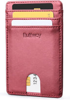 Buffway Mens Slim Wallet, Minimalist Thin Front Pocket Leather Credit Card by Buffway
