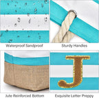 Becokan Beach Bag Initial Beach Tote - Image 2
