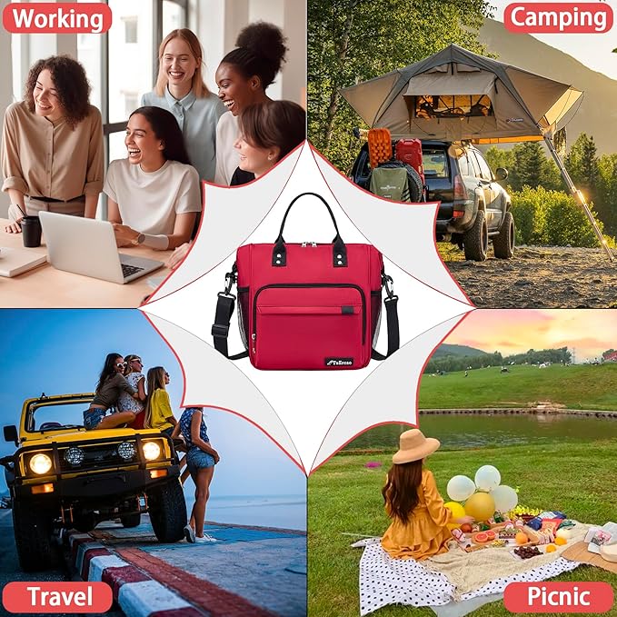 Red Lunch Box for Women for Work Insulated Lunch Bag for Female Adult, Fashion - Image 9