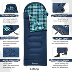 KingCamp Sleeping Bag for Adults, Cold Weather & Warm XL Big and Tall Flannel - Image 5