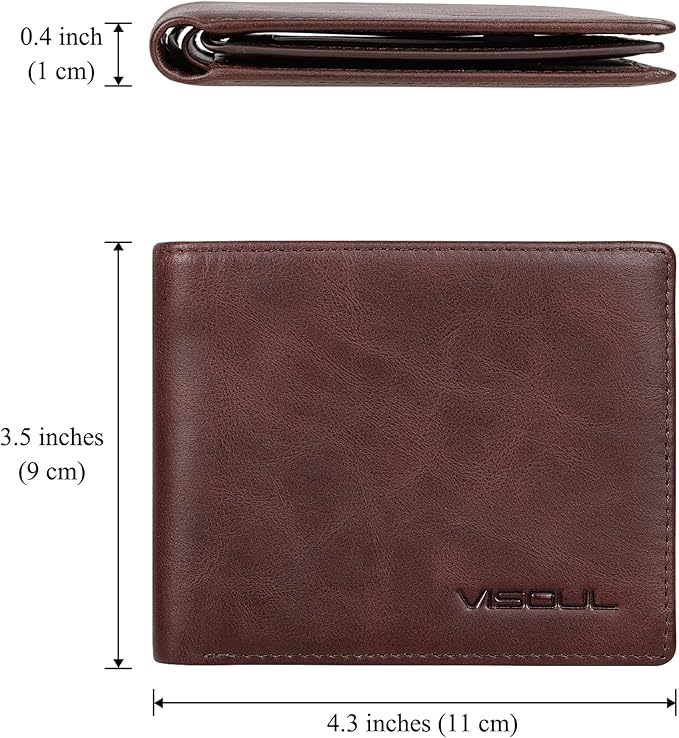 VISOUL Mens Bifold Leather RFID Blocking Wallet - Image 4