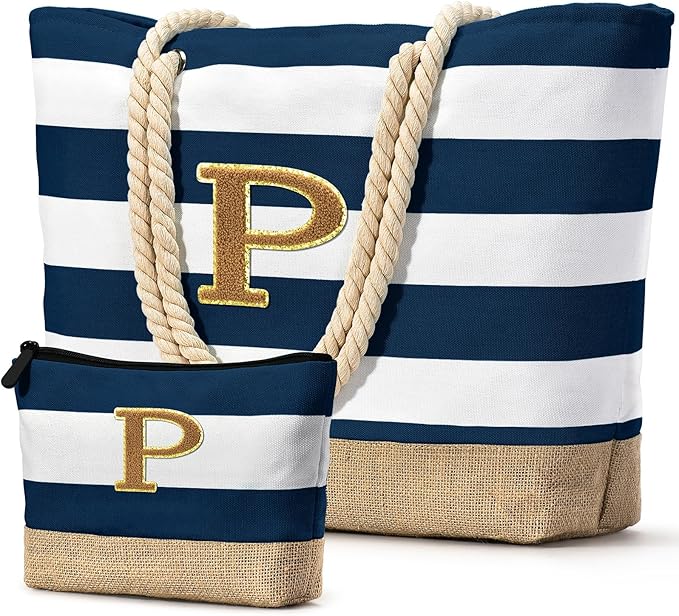 Becokan Beach Bag Initial Beach Tote by BecokanBeachBagSpecialist