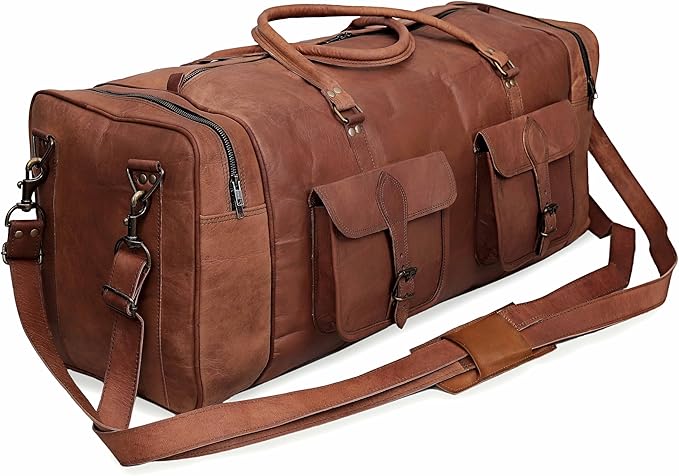 Leather Duffle Bag for Men Luggage Handmade Travel Bag Carry On Luggage by cuero
