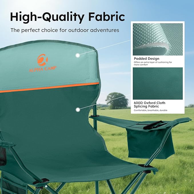 ALPHA CAMP Camping Chair 2 Pack Portable Chair - Image 6