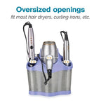 Polder Style Station, Hair Tool Organizer for Hair Dryer, Curling Iron, Hair Straightener, Easy-to-Store Hair Styling Station, Periwinkle and Silver