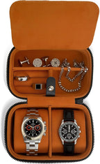 Galis Luxury Watch Case for Men High End Portable 2-Slot Watch Holder and Watch by GalisJewelry