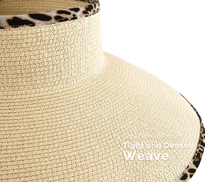 Camptrace Sun Visors for Women Wide Brim Beach Hat Foldable Straw Visor Hat - Image 3