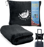 Resty 65"x40" Traveling Airplane Blanket, Onyx Black – Lightweight, Velvety by Resty