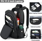 AMBOR Travel Laptop Backpack for Ｍen, 15.6-17.3 inch Laptop Backpack for School - Image 4
