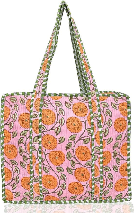Cotton Quilted Tote Bag for Women – Large Beach & Travel Tote by ThirdEyeExport