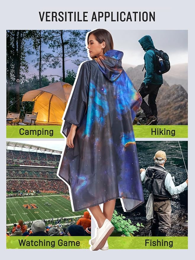 SaphiRose Extra Thick Hooded Rain Poncho Double Layer Waterproof Raincoat Jacket - Image 6