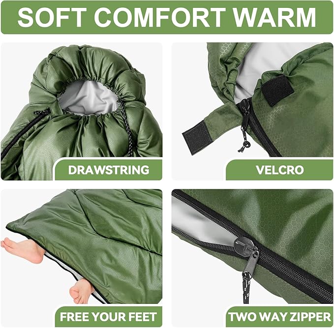 Sleeping Bags for Adults Cold Weather, Waterproof, Lightweight Camping Sleeping - Image 6