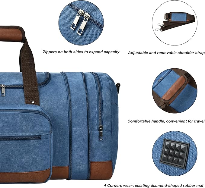 Litvyak Duffle Bag for Travel, 50L Canvas Travel Duffel Bags Overnight Weekend - Image 5