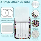 2 Pack Cute Luggage Tag for Suitcases Day of The Dead Sugar Skull Leather - Image 2