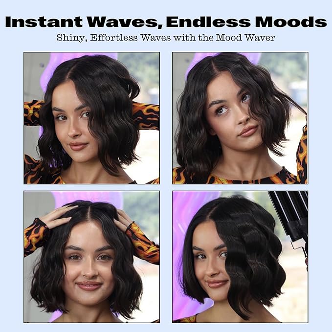 Trademark Beauty Interchangeable Iron Styling Kit - 3 in 1 Curling Iron, Hair Waver, and Curling Wand, Hair Styling Tool, 1 Inch Barrels, Mood - Pink/Black