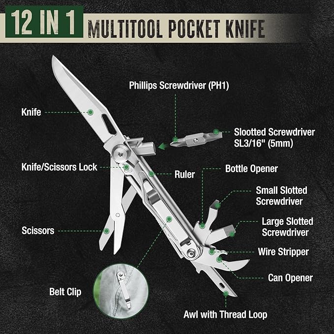 Mossy Oak 12-in-1 Multitool Pocket Knife - Image 3