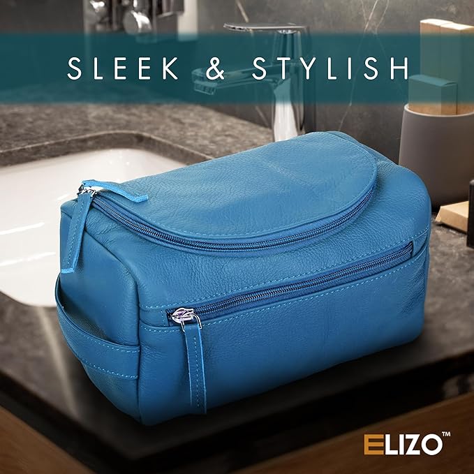 ELIZO Premium REAL Leather Toiletry Bag - Image 9
