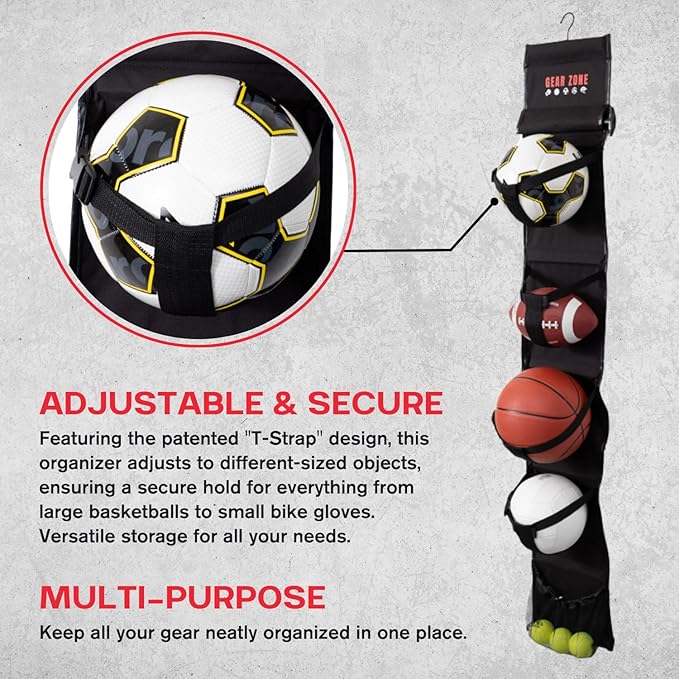 Hanging Sports Equipment Organizer | Multi-Purpose | Garage Sports Ball Storage - Image 3