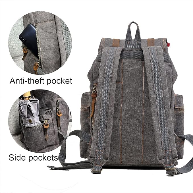 AUGUR High Capacity Canvas Vintage Backpack - Image 7