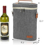 ZORMY 2 Bottle Insulated Wine Tote Bag, Wine Carrier Travel Padded Cooler Bag - Image 8
