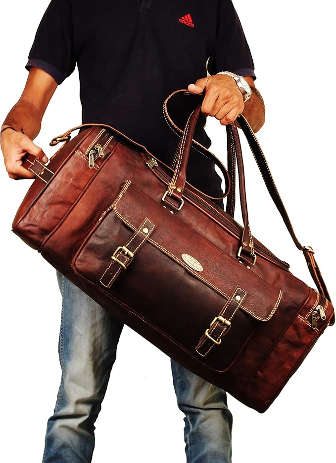 Men’s Gym Sports Overnight Weekender Bag Leather Travel Bags - Image 3