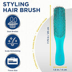 Giorgio GION1B Neon Blue 7.75 inch Gentle Touch Detangler Hair Brush for Men and Women. Soft Bristles for Sensitive Scalp. Wet and Dry for all Hair Types. Scalp Massager Brush Stimulate Hair Growth
