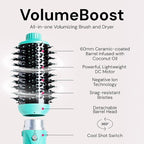 L'ANGE HAIR VolumeBoost 60mm 2-in-1 Ceramic Volumizing Brush Dryer | Fast Drying & Styling for Frizz-Free, Voluminous Blowouts | Ceramic-Coated Barrel (Blue)