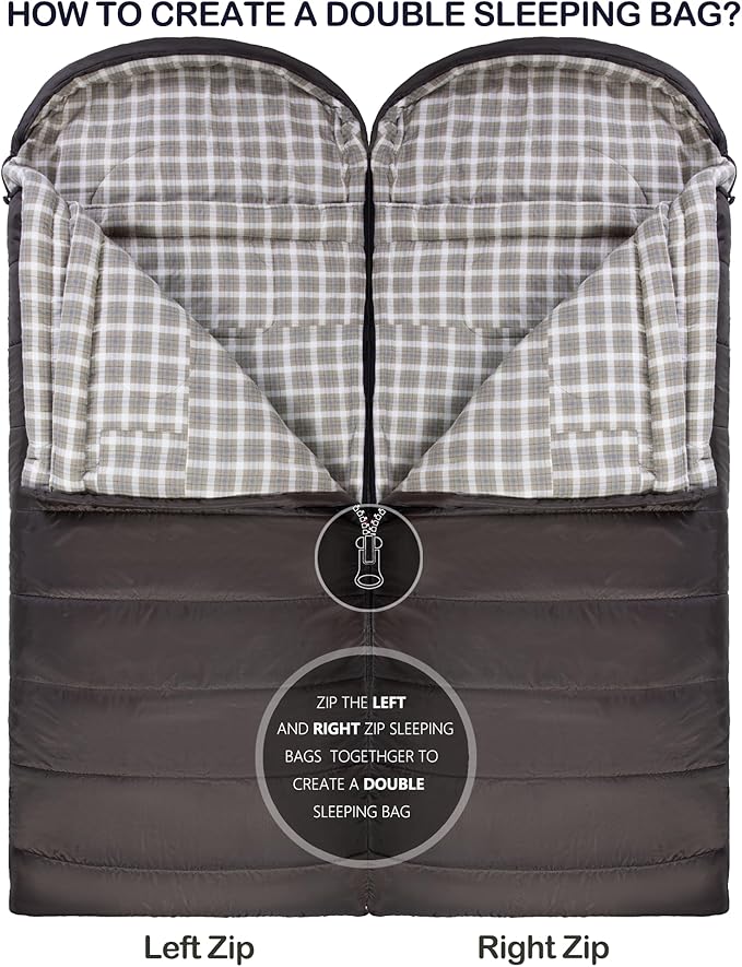 0 Degree Sleeping Bag 100% Cotton Flannel XXL - Image 5