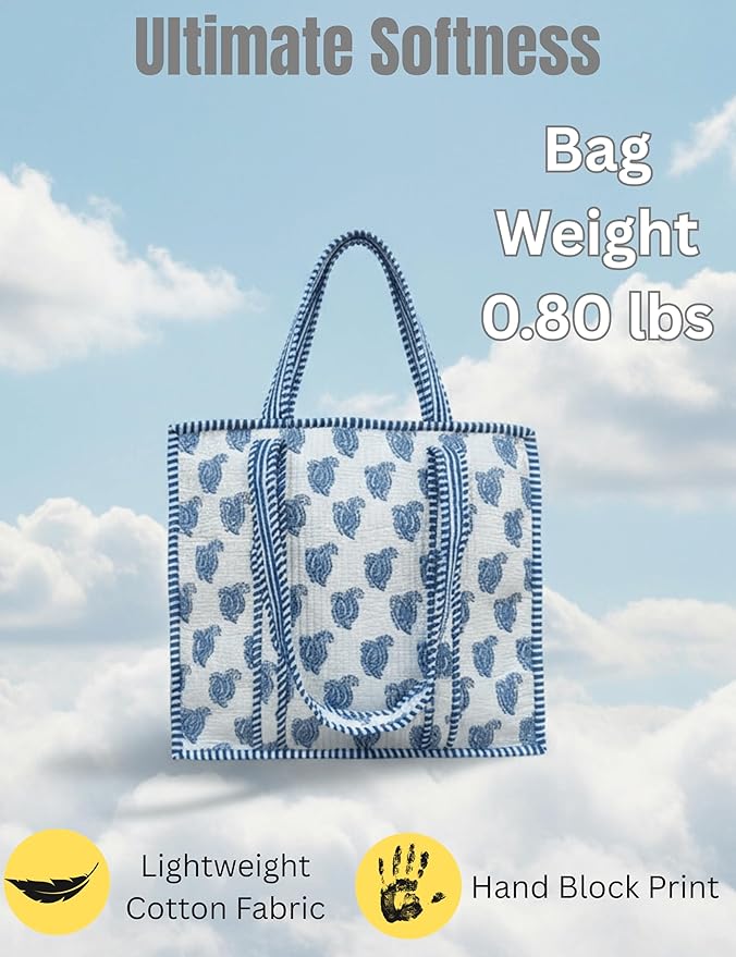 Cotton Quilted Tote Bag for Women – Large Beach & Travel Tote - Image 3