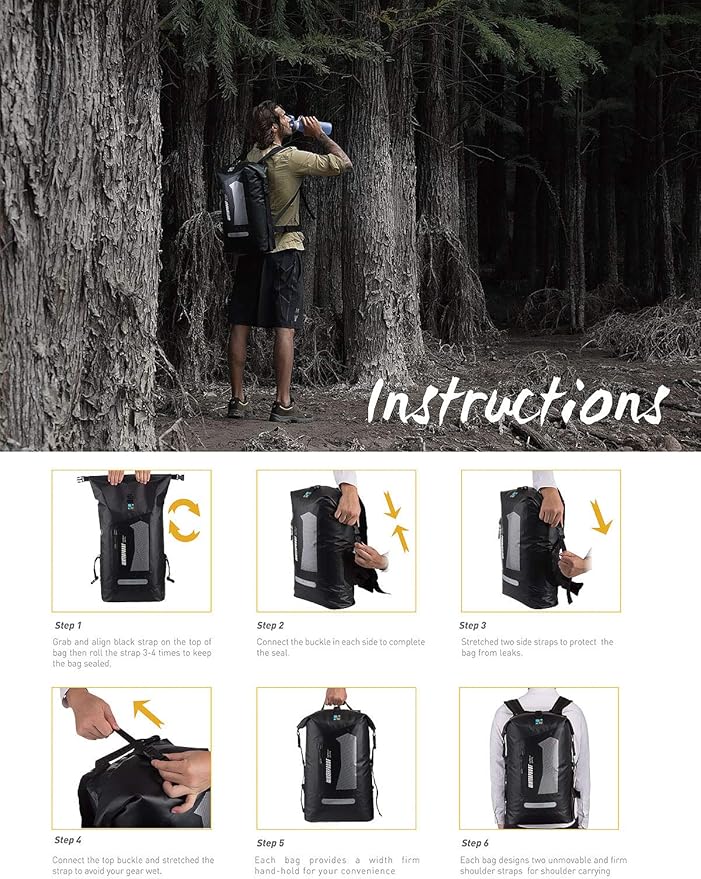 IDRYBAG Waterproof Backpack for Men 20L/30L/40L, Floating Dry Bag Kayak - Image 8