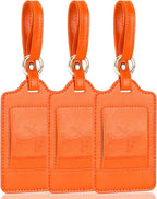 Teskyer Luggage Tags, 3 Pack Premium PU Leather Luggage Tags by TESKYER