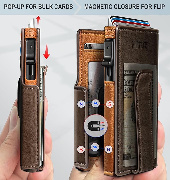 Airtag Wallet for Men, with Money Clip 10 Cards Metal Case Smart Slim Pop Up - Image 3