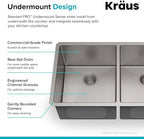 KRAUS Standart PRO™ 33-inch 16 Gauge Undermount 50/50 Double Bowl Stainless - Image 5
