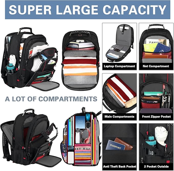 18.4 Laptop Backpack for Men, Extra Large Gaming Laptops Backpack - Image 3